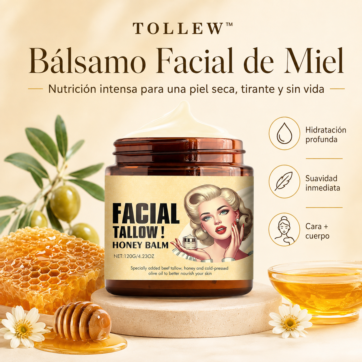 TOLLEW™ Bálsamo Facial de Miel 120g