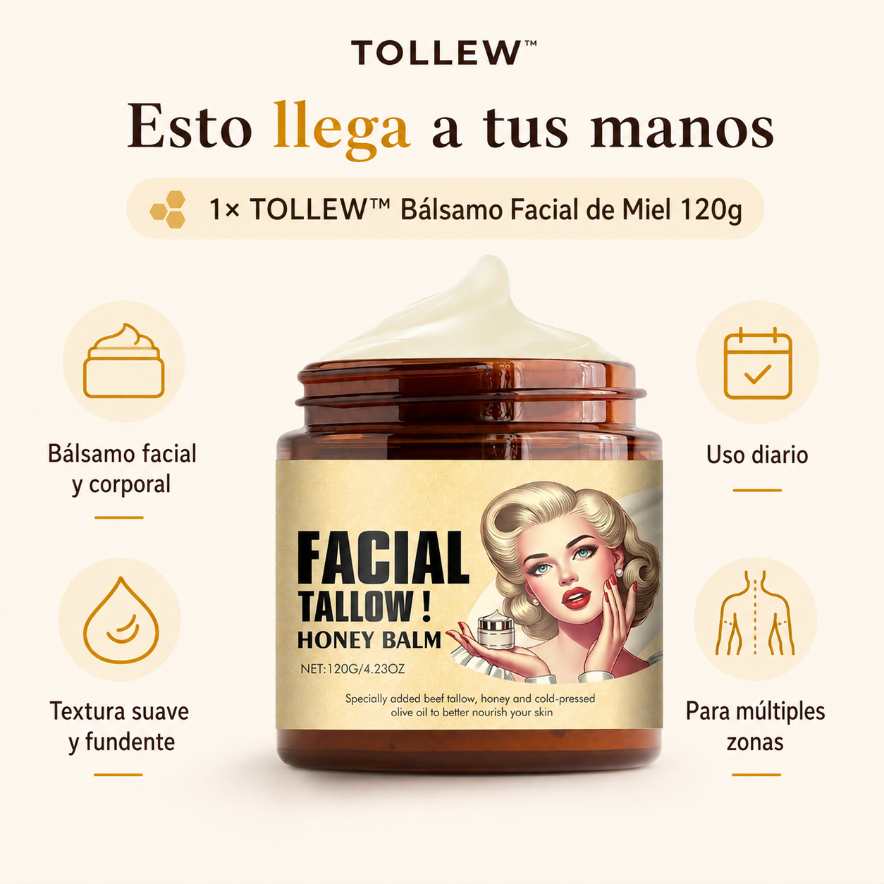 TOLLEW™ Bálsamo Facial de Miel 120g