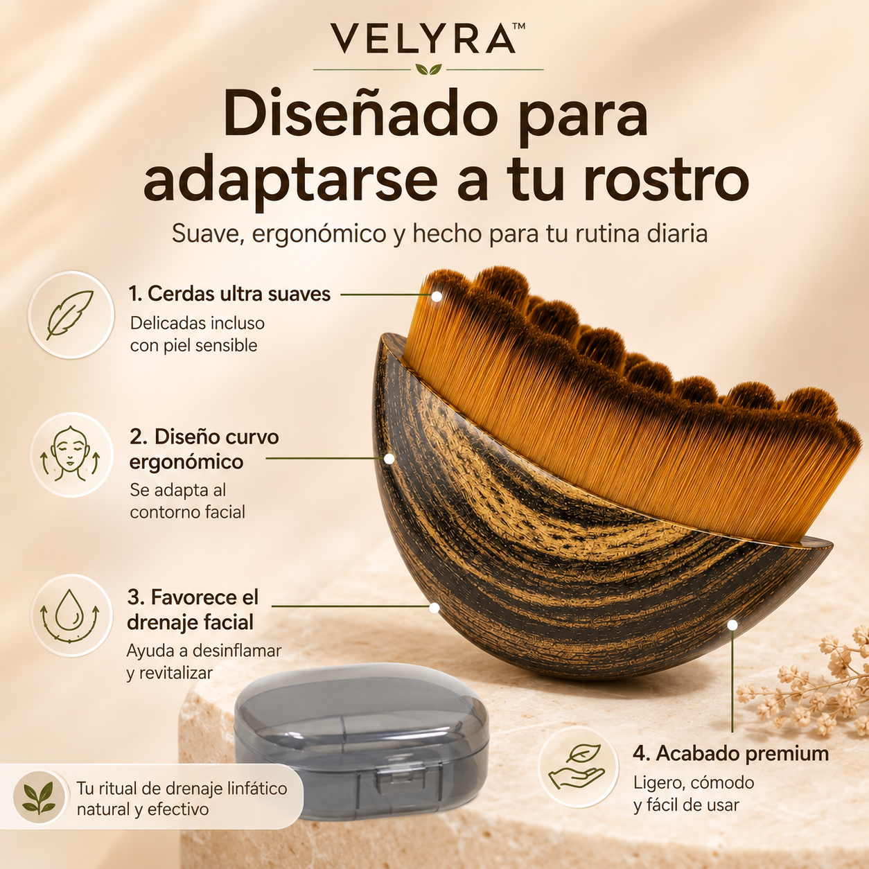 VELYRA™ | Cepillo de Drenaje Linfático Facial