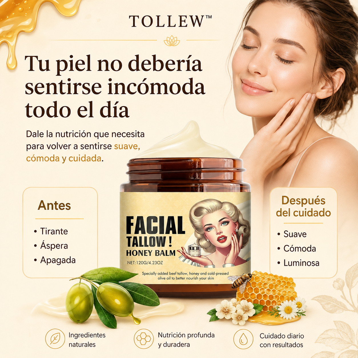 TOLLEW™ Bálsamo Facial de Miel 120g