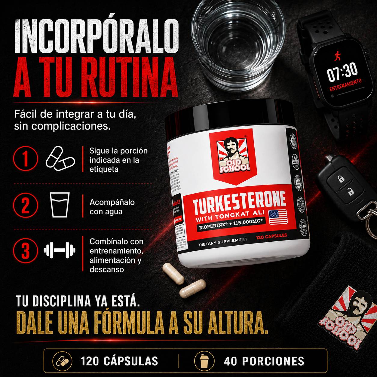 Old School Turkesterone + Tongkat Ali | Energía, Rendimiento y Confianza