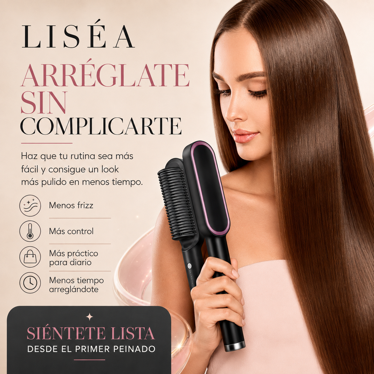 LISÉA™ | Cepillo Alaciador 2 en 1 Antifrizz